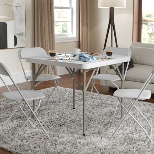 Portable Folding Square Plastic Table 34.25" for Indoor Outdoor Events