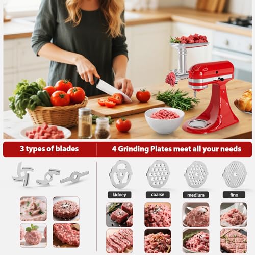 21-Piece Meat Grinder and Cheese Grater Attachment Set for Stand Mixers