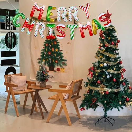 Christmas Balloons Banner Set with 'Merry Christmas' Letters - Festive Party Decorations