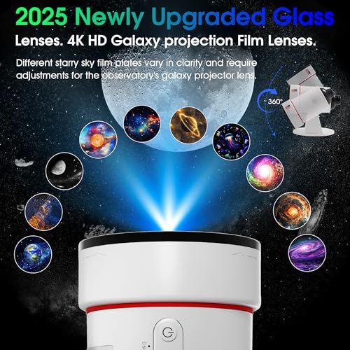 4K HD Galaxy Star Projector with 10 Slides and 8 Color LED Night Light