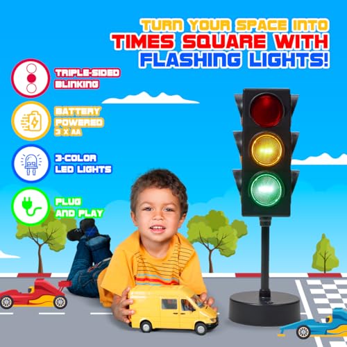 11-Inch Traffic Light Lamp with Remote, LED Color-Changing Room Decor