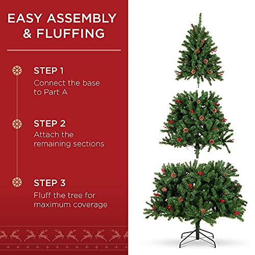 6ft Pre-Lit Pre-Decorated Artificial Spruce Christmas Tree with 250 Lights