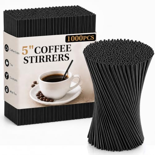 MAQIHAN 1000PCS Coffee Stir Sticks - Black Disposable Plastic Bar Utensils