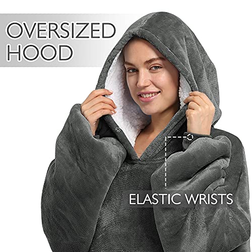 Oversized Wearable Blanket Hoodie - Warm Fleece Pullover for Lounging