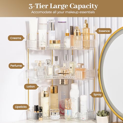 3-Tier Corner Bathroom Counter Organizer, Makeup and Perfume Shelf