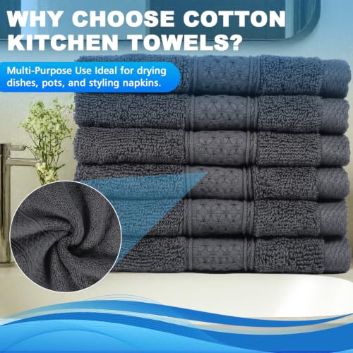 INFICRIME Grey 6 Pack 100% Cotton Face Washcloths 13x13 Inch for Skin & Body