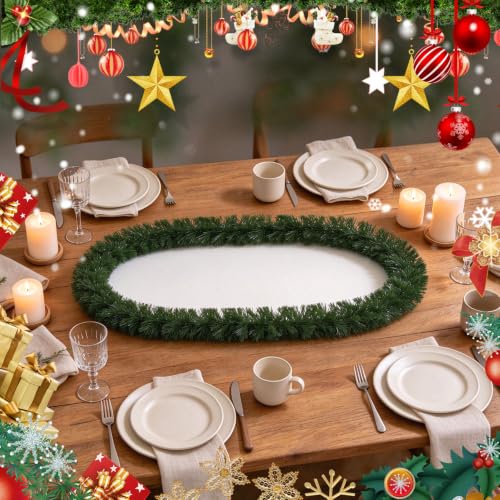 PLACHIDAY 3 Pack Christmas Garlands 16.4 ft Each - Full Evergreen Pine for Tree, Mantle, Staircase (GL-GR54-A-P1-13)