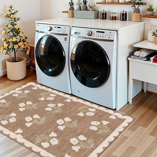 Floral Indoor Outdoor Rug 28" x 43" Non-Slip Washable Farmhouse Mat