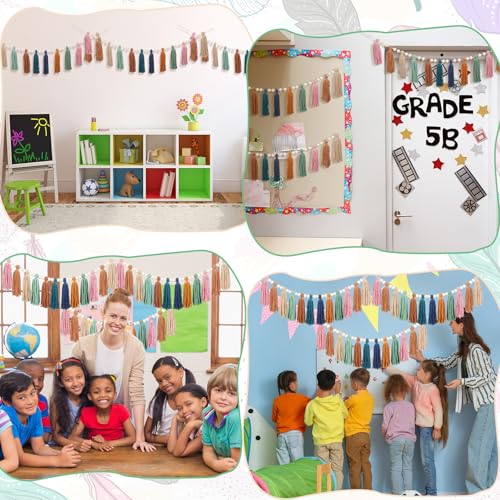 3 Pcs Boho Wood Bead Tassel Garland - Decorative Wall Hanging Decor