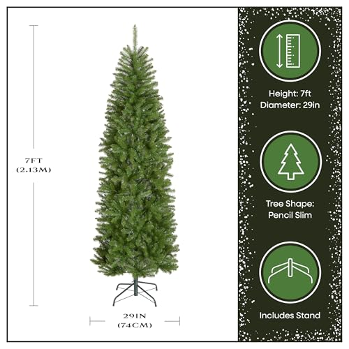 7ft Unlit Kingswood Fir Slim Artificial Christmas Tree with Metal Stand