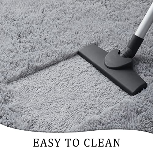 Soft Fluffy Runner Rug 2x6, Non-Slip Grey Shag Carpet for Bedroom or Nursery