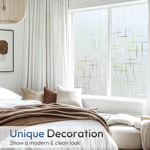 Frosted Window Privacy Film, Cross Pattern, 17.5"x78.7"
