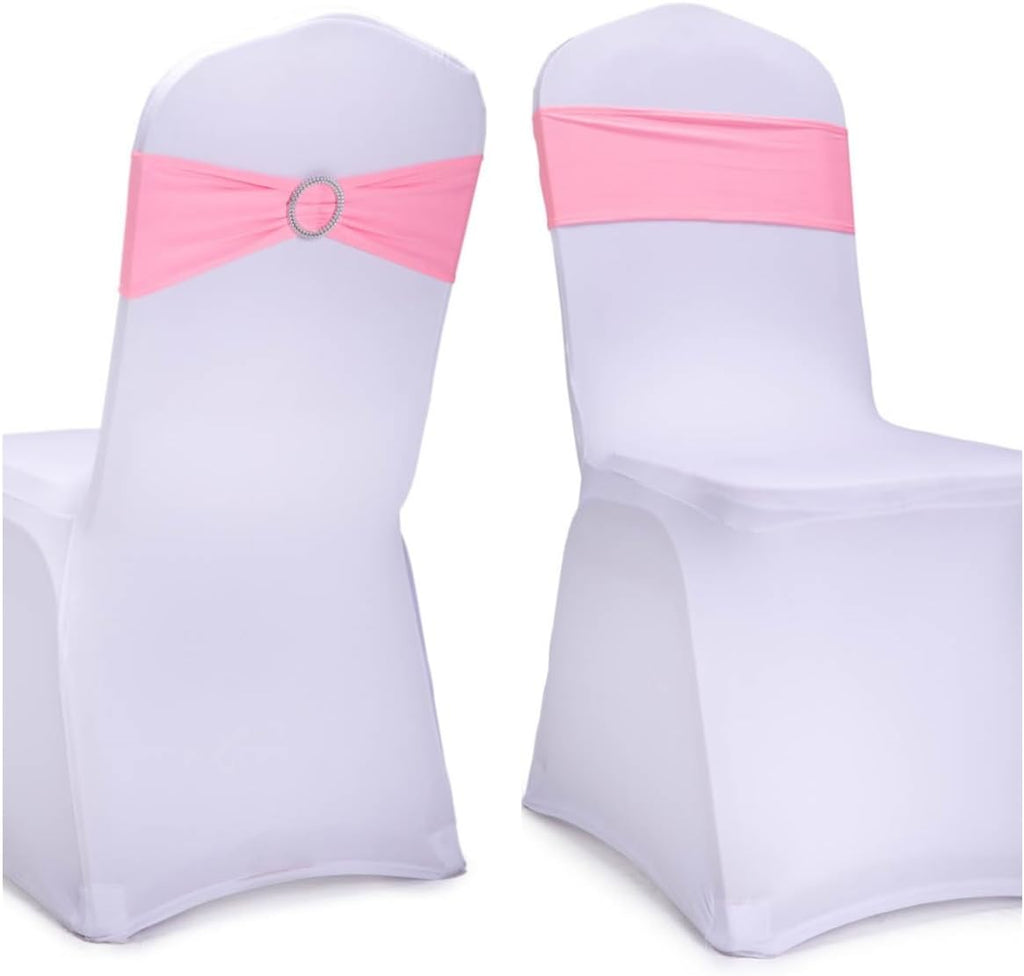 Regine Switzerland Pink Chair Sashes - 30 Pack Stretch Spandex with Elastic Bow for Weddings & Events