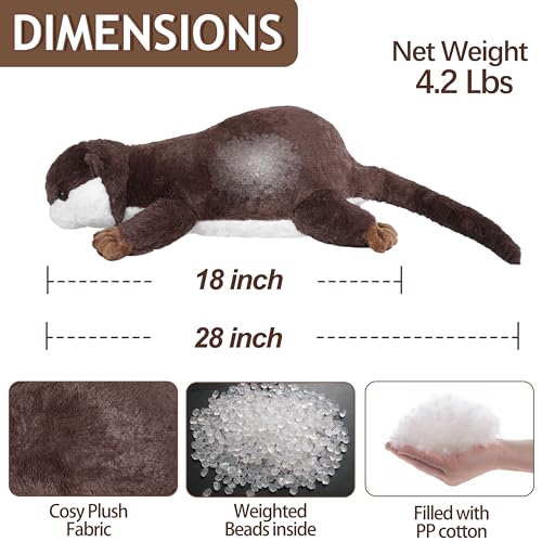Weighted Otter Stuffed Animal, 4.1 lbs Huggable Plush Pillow, 18-Inch