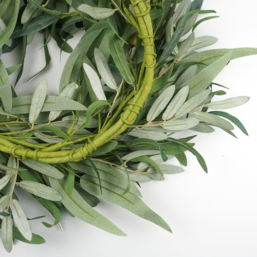 22-Inch Artificial Olive Wreath with Fruit for Front Door and Home Decor