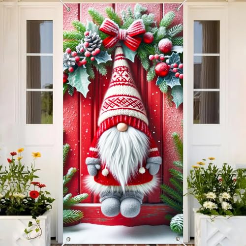 Christmas Gnome Door Cover 35x71in - BlissYard, Variation: Christmas Gnome#7