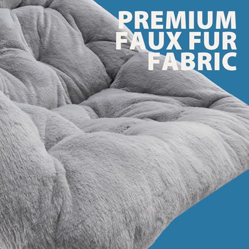 Foldable Faux Fur Saucer Chair - Oversized Comfortable Lounge Chair