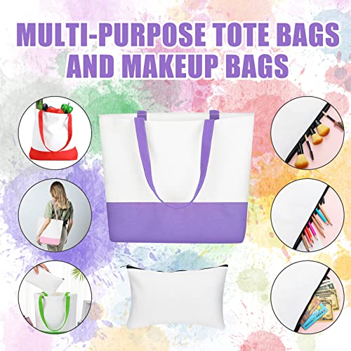 Moukeren 24 Pcs Blank Canvas Tote Bags for DIY Craft & Makeup Bags Bundle