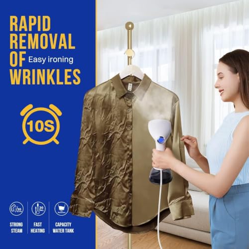 1350W Handheld Clothes Steamer, Portable Fabric Wrinkle Remover 400ML Tank