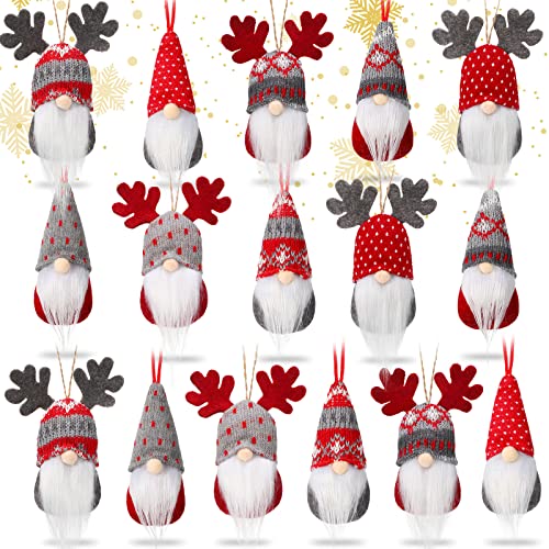 Skylety 16 Pcs Christmas Tree Hanging Gnomes – Elk Swedish Handmade Wall Decor Ornaments