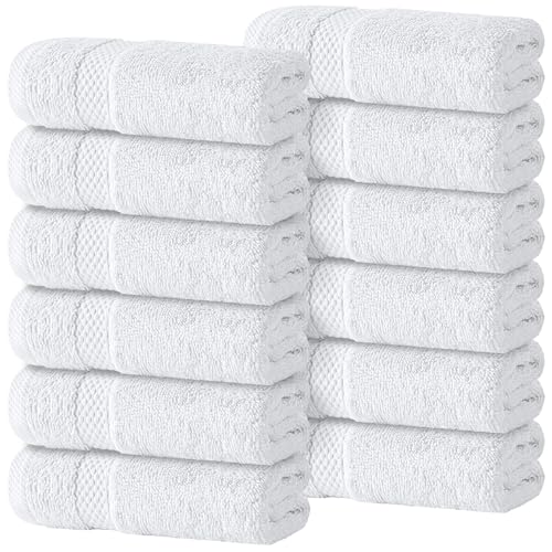 White Classic Luxury Cotton Washcloths 13x13 Inch - 650 GSM Turkish |