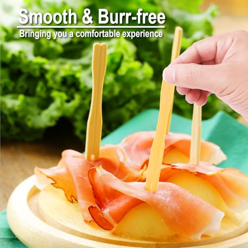 400PCS Bamboo Appetizer Forks - 3.5 Inch Eco-Friendly Food Picks for Parties
