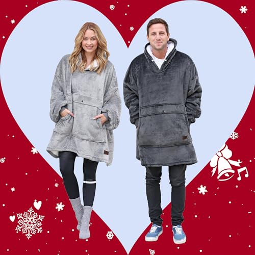 Oversized Wearable Blanket Hoodie - Warm Fleece Pullover for Lounging