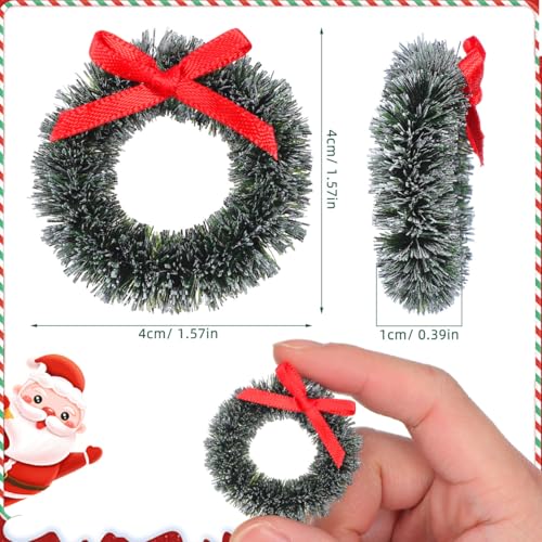 Mini Christmas Wreaths with Bows - 20 Pack, 1.6 Inch Holiday Decorations