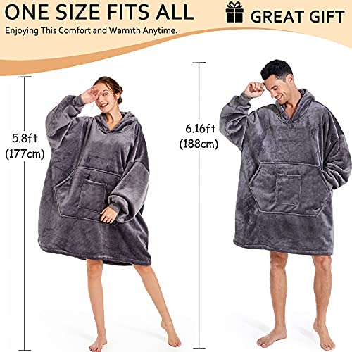 Oversized Wearable Blanket Hoodie with Sherpa Lining and Giant Pocket