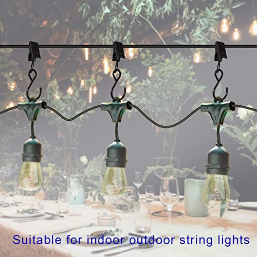 AMZSEVEN Stainless Steel Curtain Clips with Hooks, 2.4 Inch Black Party Light Hangers, 50 Pack