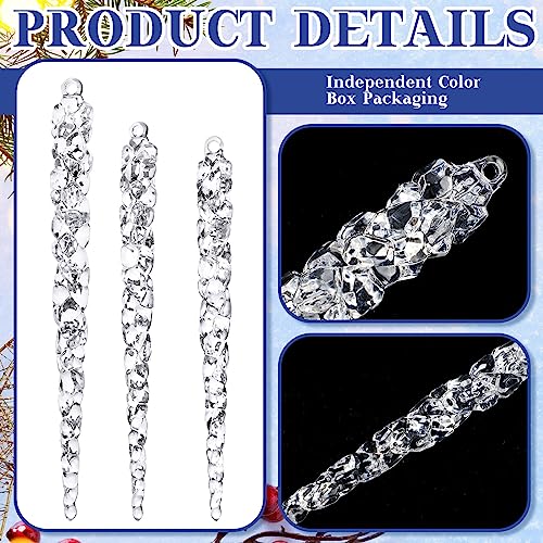 Patelai 3 Pcs Acrylic Icicle Christmas Ornaments - 3 Sizes, Clear Holiday Decor
