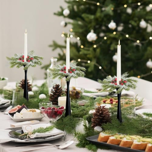YLOLUL 6-Piece Christmas Taper Candle Ring Set 1.38