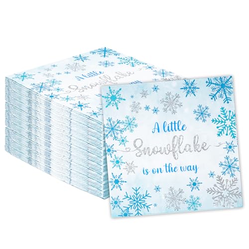 50Pcs Disposable Snowflake Party Napkins - Winter Holiday Dinner Table Decor