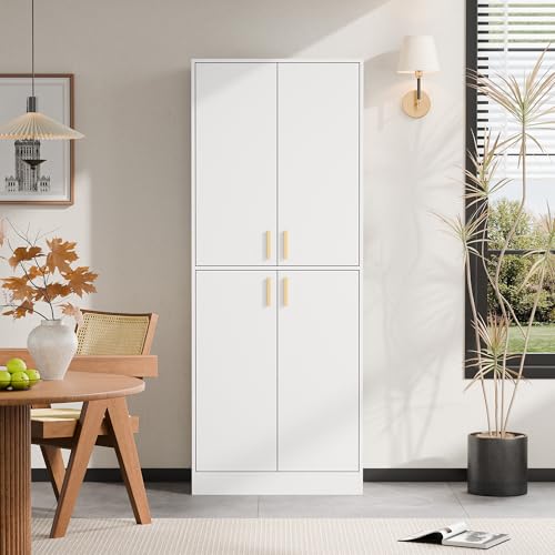 71-Inch Tall Kitchen Pantry Cabinet, 4-Door Freestanding Storage Cupboard