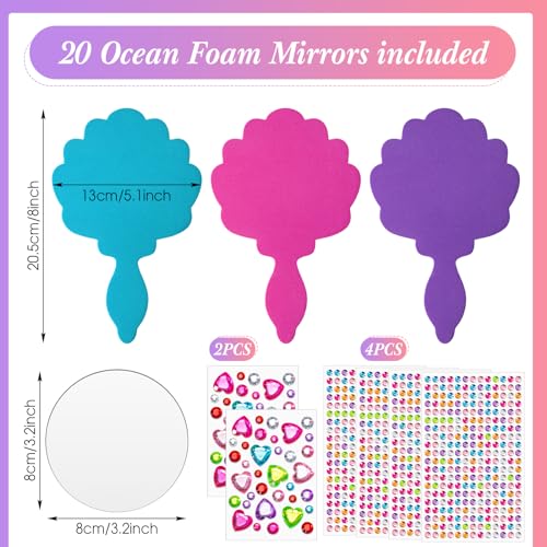 20-Piece DIY Mermaid Mirror Craft Kit for Kids Party Decorations
