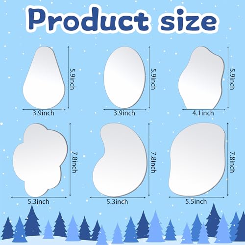 6 Pcs Christmas Village Mirror Lake Set - Curved Acrylic Ponds for Holiday Decor