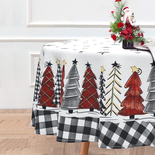 Roszwtit Christmas Round Tablecloth 60x60 Inches - Holiday Home Decor, Model: Christmas Tablecloth-03