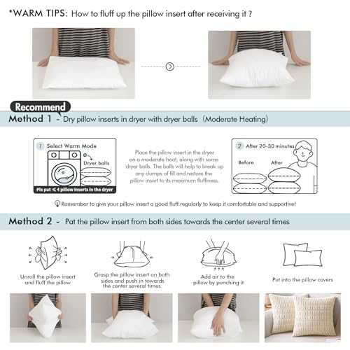 MIULEE 12x20 Rectangle Throw Pillow Insert - Soft Lumbar Support for Couch