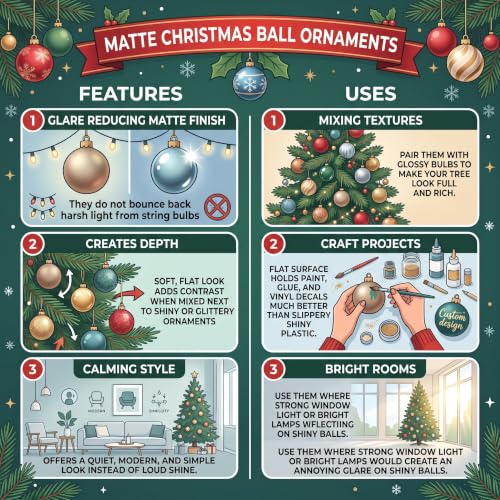 Sleetly Brown Christmas Ornaments Set 3.15in Matte Holiday Decor, 12 Pieces