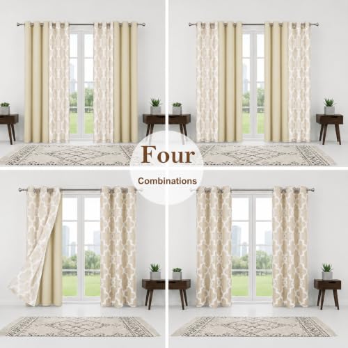 4-Piece Curtain Set with Moroccan Sheers & Room Darkening Drapes