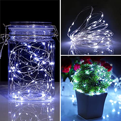 Blingstar USB Powered Fairy Lights 2 Pack 33 Ft 100 LED Cool White Silver Wire