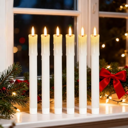 Lasumora Rechargeable Flameless Taper Candles White with Charging Base