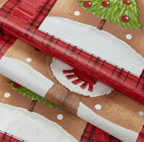 Newbridge Christmas Forest Friends 60 x 120 Inch Vinyl Tablecloth with Flannel Backing - Rectangle