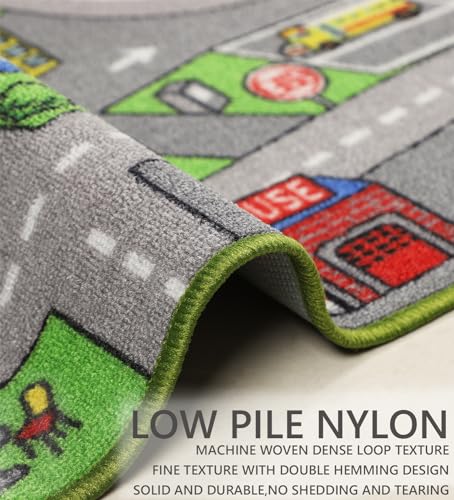 City Life Kids Playmat Rug - 3'3" x 5'2" Washable Traffic Road Area Rug