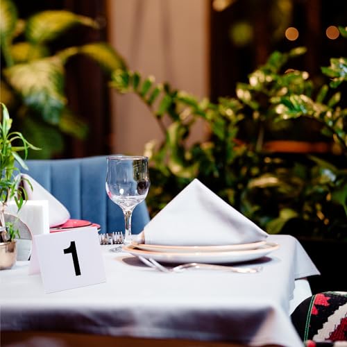 Tapix 1-25 White Restaurant Table Number Tents - 3x3.5 inch Pack of 25