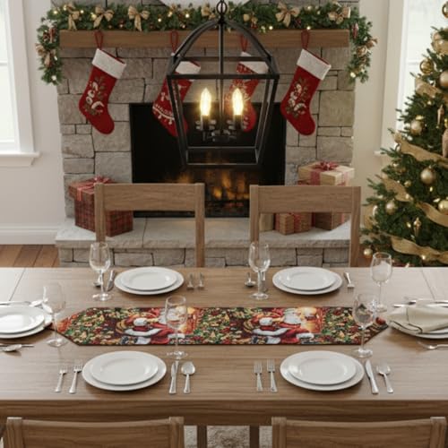 Tache Festive Winter Christmas Table Runner 13 x 72 - Mr. Santa Decor