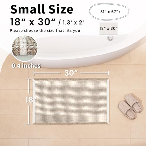 GRLYUH Waffle Bath Mat - 18" x 30" Non-Slip Quick Dry Boho Bathroom Rug