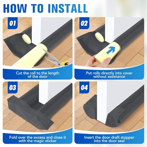 Under Door Draft Stopper - 36 Inch Adjustable Door Sweep Weather Stripping