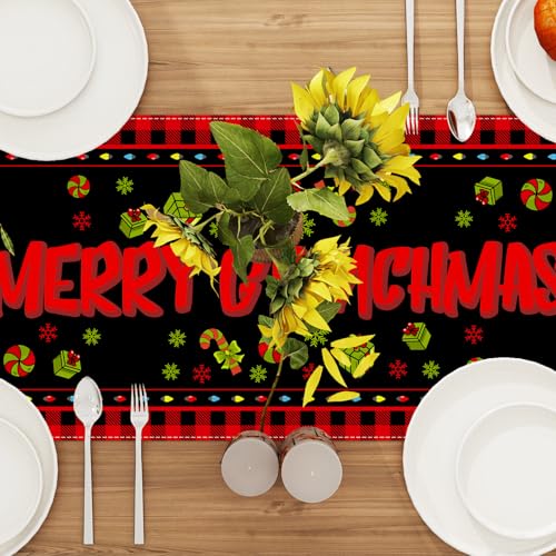 Christmas Table Runner 13x72 Inch Holiday Home Decor, Festive Tablecloth