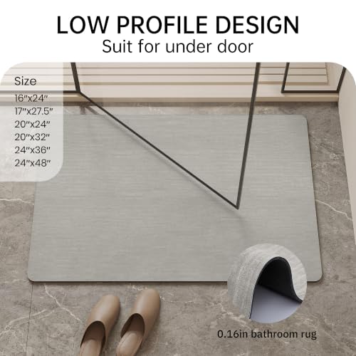 Mecko Ultra Thin Bath Mat 16"x24" Quick Dry Non-Slip Bathroom Rug
